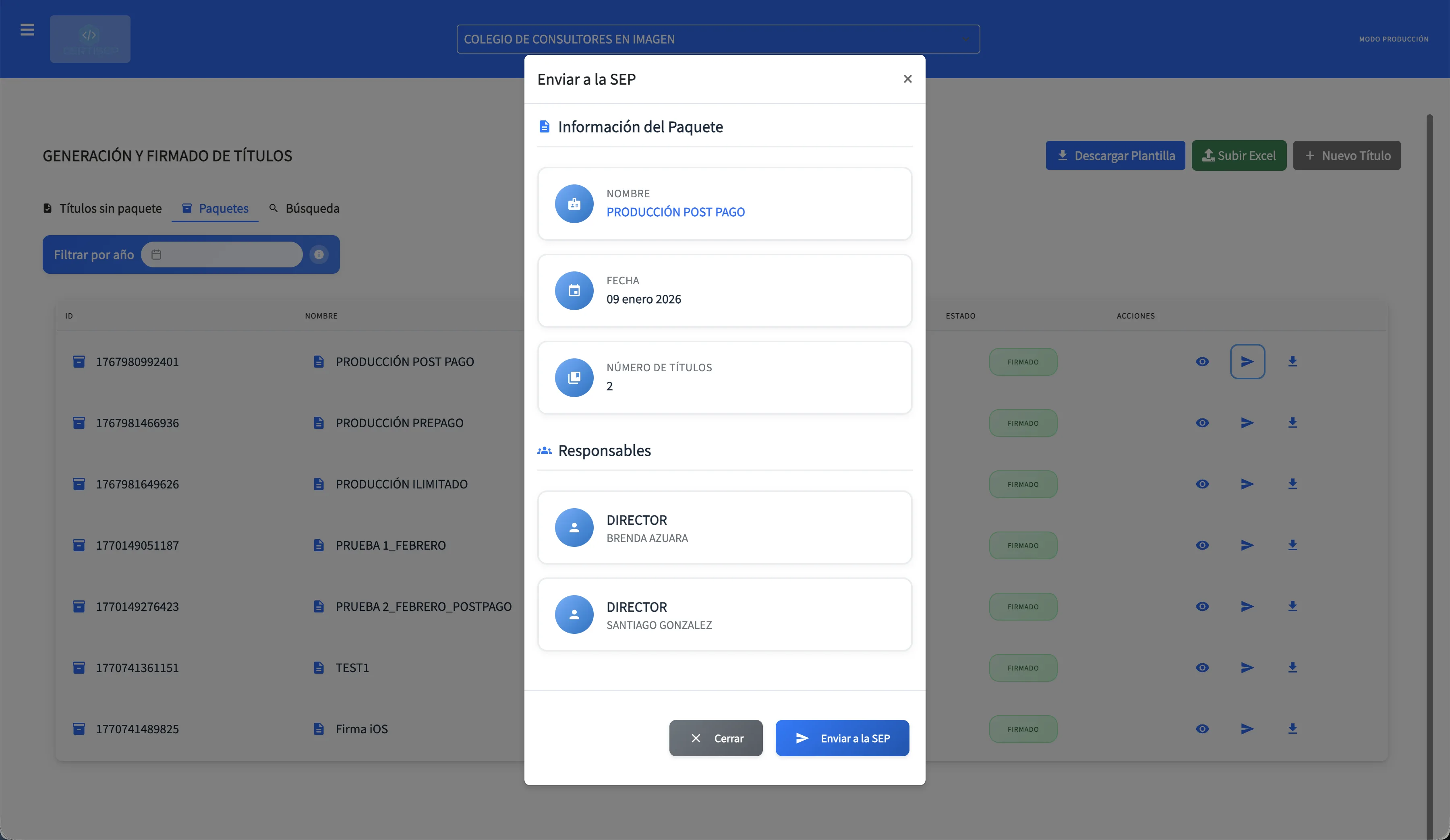 Panel de control Certisep: Títulos Electrónicos MET (DGP) y Certificados Electrónicos MEC 3.0 (DGAIR)